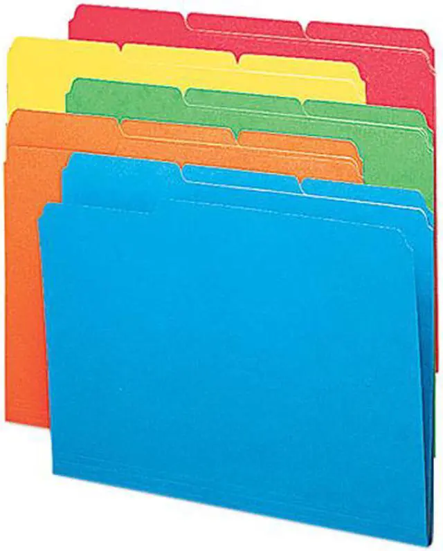 Main image of Smead 11943 File Folders, 1/3 Cut Top Tab, Letter, Bright Assorted Colors, 100/Box
