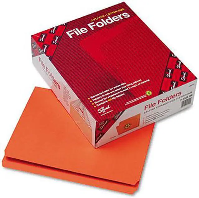 Main image of Smead 12510 File Folders, Straight Cut, Reinforced Top Tab, Letter, Orange, 100/Box
