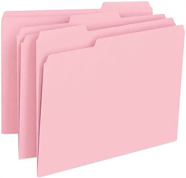 Main image of Smead 12643 File Folders, 1/3 Cut Top Tab, Letter, Pink, 100/Box