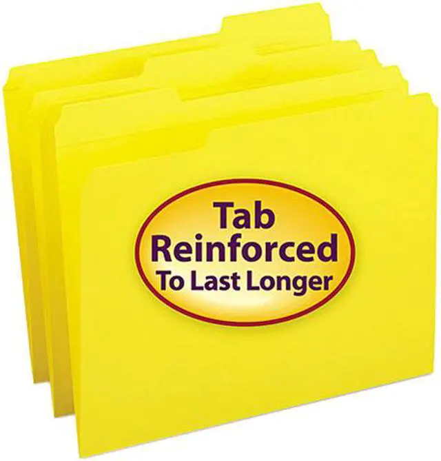 Main image of Smead 12934 File Folders, 1/3 Cut, Reinforced Top Tab, Letter, Yellow, 100/Box