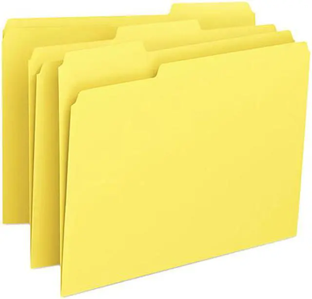 Main image of Smead 12943 File Folders, 1/3 Cut Top Tab, Letter, Yellow, 100/Box