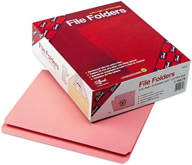 Main image of Smead 12610 File Folders, Straight Cut, Reinforced Top Tab, Letter, Pink, 100/Box
