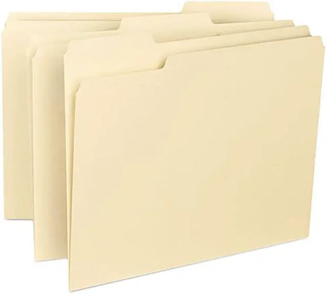 Main image of Smead 10334 File Folders, 1/3 Cut Assorted, Reinforced Top Tab, Letter, Manila, 100/Box