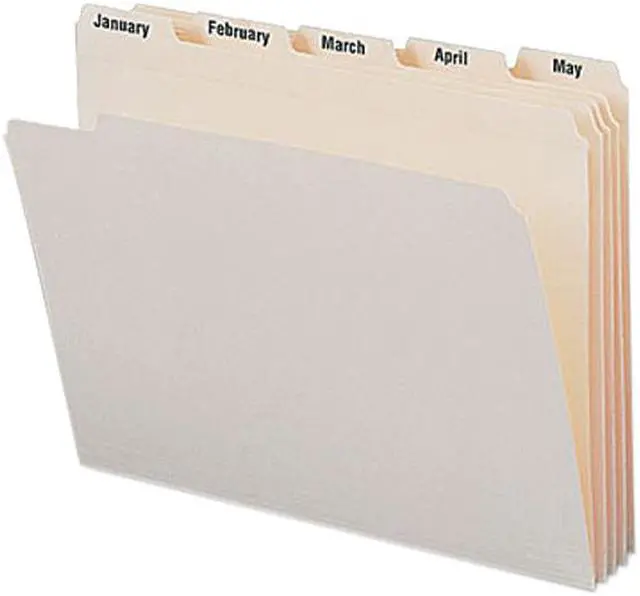 Main image of Smead 11765 Indexed File Folders, 1/5 Cut, Indexed Jan-Dec, Top Tab, Letter, Manila, 12/Set