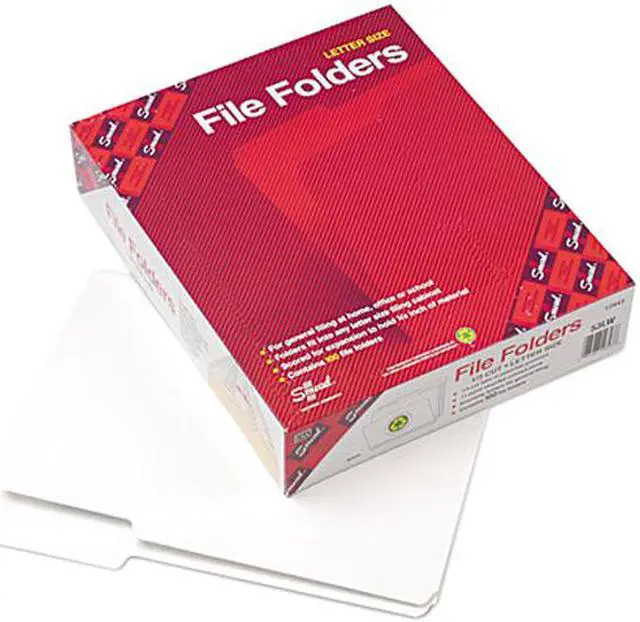 Main image of Smead 12843 File Folders, 1/3 Cut Top Tab, Letter, White, 100/Box