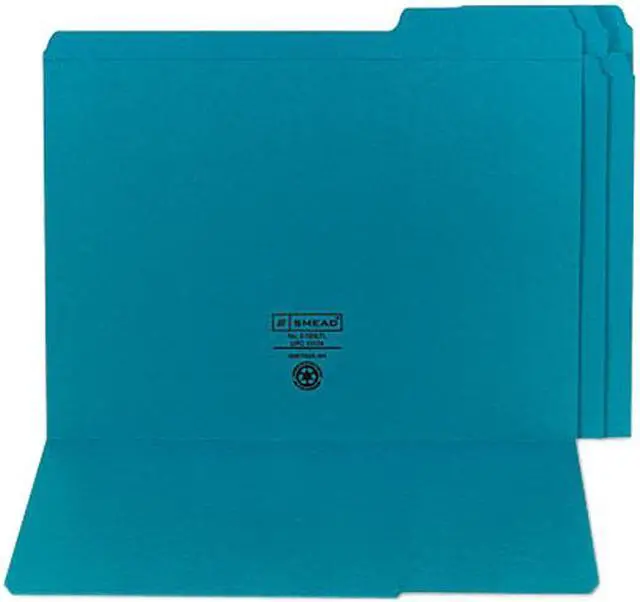 Main image of Smead 13134 File Folders, 1/3 Cut, Reinforced Top Tab, Letter, Teal, 100/Box