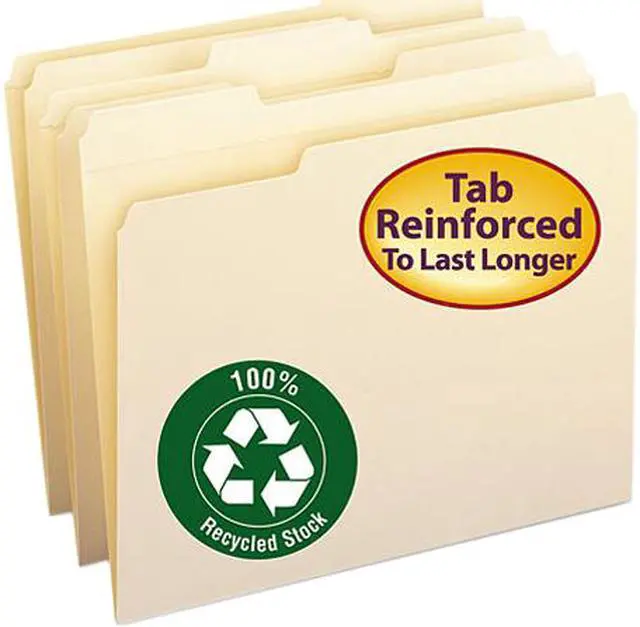 Main image of Smead 10347 Recycled Two-Ply File Folders, 1/3 Cut Top Tab, Letter, Manila, 100/Box