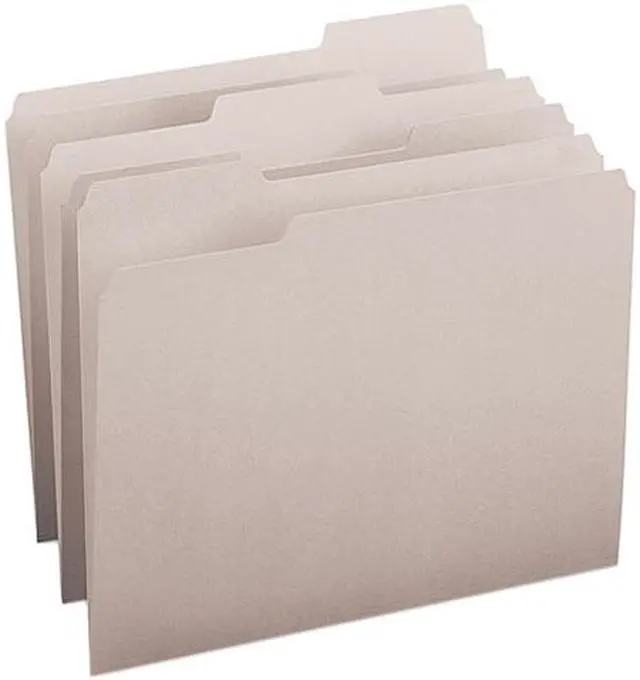 Main image of Smead 12343 File Folders, 1/3 Cut Top Tab, Letter, Gray, 100/Box