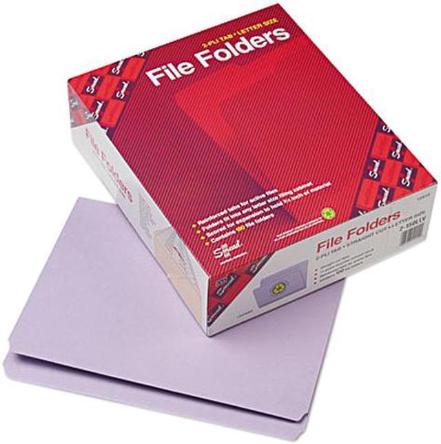 Smead 12410 File Folders, Straight Cut, Reinforced Top Tab, Letter,  Lavender, 100/Box