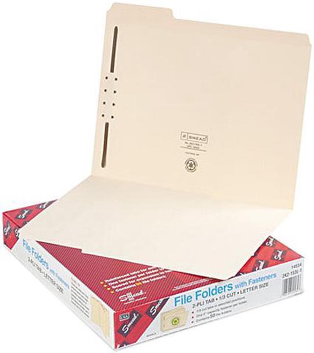Main image of Smead 14534 Folders, One Fastener, 1/3 Cut Assorted, Top Tab, Letter, Manila, 50/Box