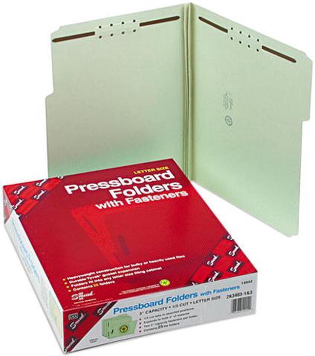 Main image of Smead 14944 Three Inch Expansion Fastener Folder, 1/3 Top Tab, Letter, Gray Green, 25/Box