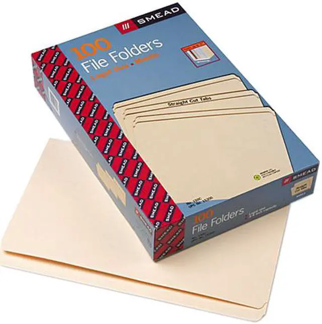 Main image of Smead 15300 File Folders, Straight Cut, One-Ply Top Tab, Legal, Manila, 100/Box