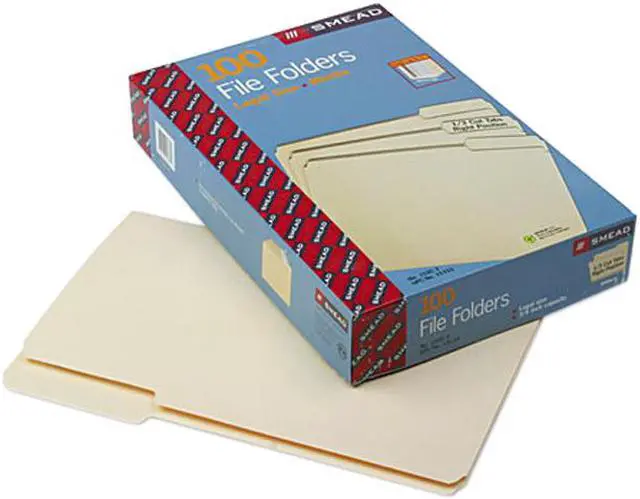 Main image of Smead 15333 File Folders, 1/3 Cut Third Position, One-Ply Top Tab, Legal, Manila, 100/Box