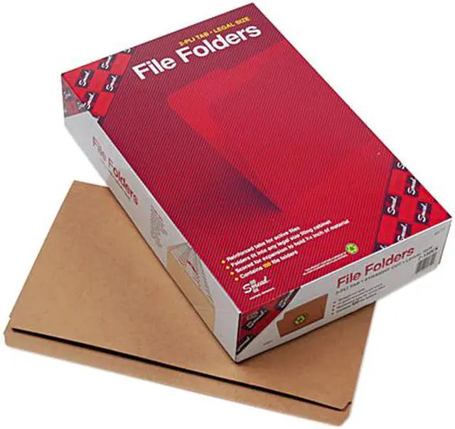 Main image of Smead 15710 Kraft File Folders, Straight Cut, Reinforced Top Tab, Legal, Brown, 100/Box