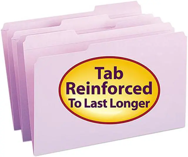 Main image of Smead 17434 File Folders, 1/3 Cut, Reinforced Top Tab, Legal, Lavender, 100/Box