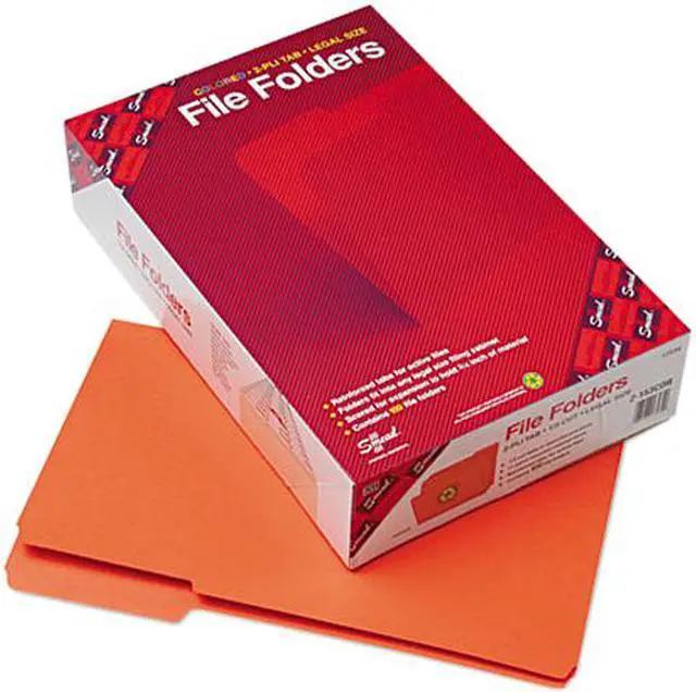 Main image of Smead 17534 File Folders, 1/3 Cut, Reinforced Top Tab, Legal, Orange, 100/Box