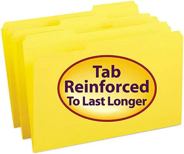 Main image of Smead 17934 File Folders, 1/3 Cut, Reinforced Top Tab, Legal, Yellow, 100/Box