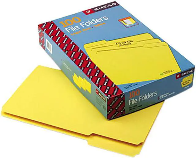 Main image of Smead 17943 File Folders, 1/3 Cut Top Tab, Legal, Yellow, 100/Box