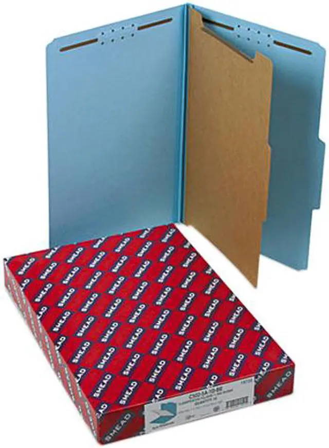 Main image of Smead 18730 Pressboard Classification Folders, Legal, Four-Section, Blue, 10/Box