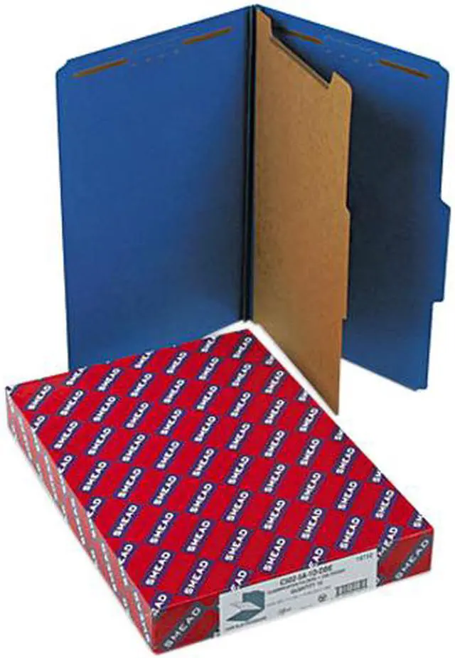 Main image of Smead 18732 Pressboard Classification Folders, Legal, Four-Section, Dark Blue, 10/Box