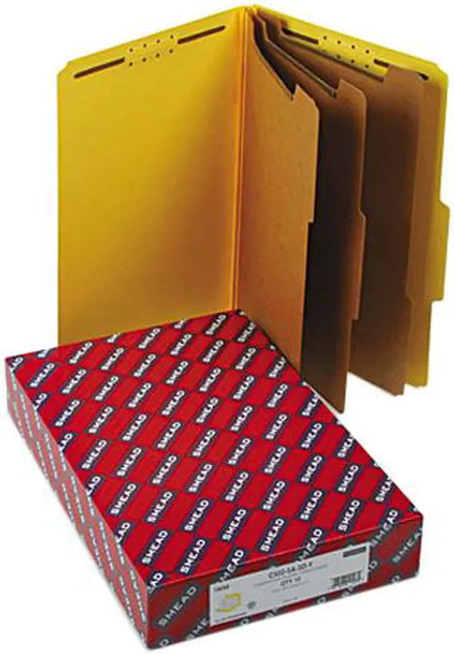 Main image of Smead 19098 3" Expansion Classification Folders, 2/5 Cut, Legal, 8-Section, Yellow, 10/Box