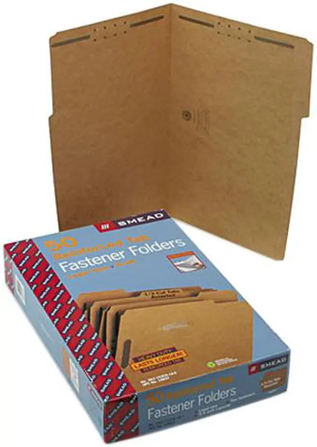 Main image of Smead 19837 17 Point Kraft Folders, Two Fasteners, 1/3 Cut Top Tab, Legal, Brown, 50/Box