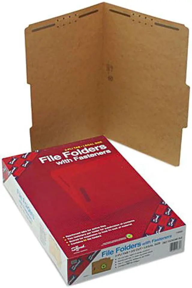 Main image of Smead 19880 11 Point Kraft Folders, Two Fasteners, 2/5 Cut Rt, Top Tab, Legal, Brown, 50/Box