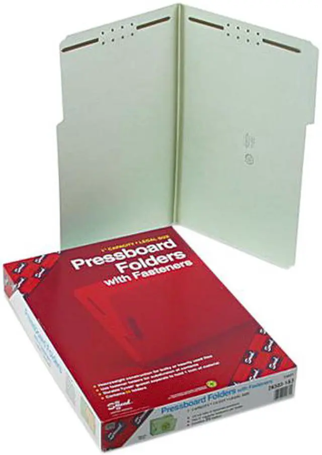 Main image of Smead 19931 One Inch Expansion Fastener Folder, 1/3 Top Tab, Legal, Gray Green, 25/Box