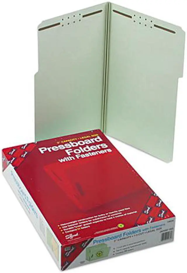 Main image of Smead 19934 Two Inch Expansion Fastener Folder, 1/3 Top Tab, Legal, Gray Green, 25/Box
