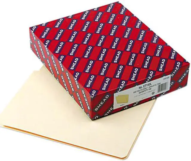 Main image of Smead 24100 Shelf Folders, Straight Cut, Single-Ply End Tab, Letter, Manila, 100/Box