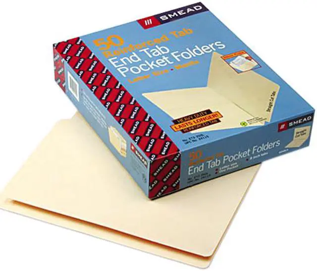 Main image of Smead 24115 Folders, Front Interior Pocket, Straight End Tab, Letter, Manila, 50/Box