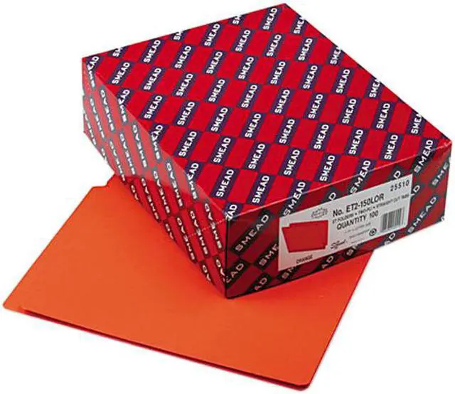 Main image of Smead 25510 Colored File Folders, Straight Cut, Reinforced End Tab, Letter, Orange, 100/Box