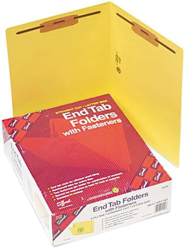 Main image of Smead 25940 Two-Inch Capacity Fastener Folders, Straight Tab, Letter, Yellow, 50/Box