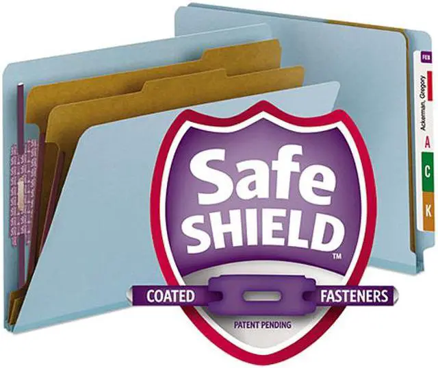 Main image of Smead 26781 Pressboard End Tab Classification Folders, Letter, Six-Section, Blue, 10/Box
