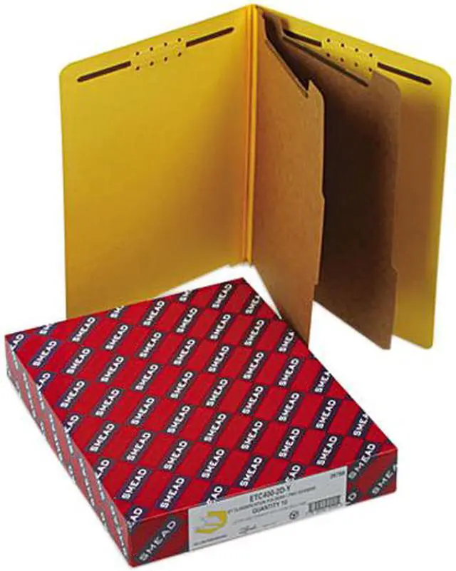 Main image of Smead 26789 Pressboard End Tab Classification Folders, Letter, Six-Section, Yellow, 10/Box