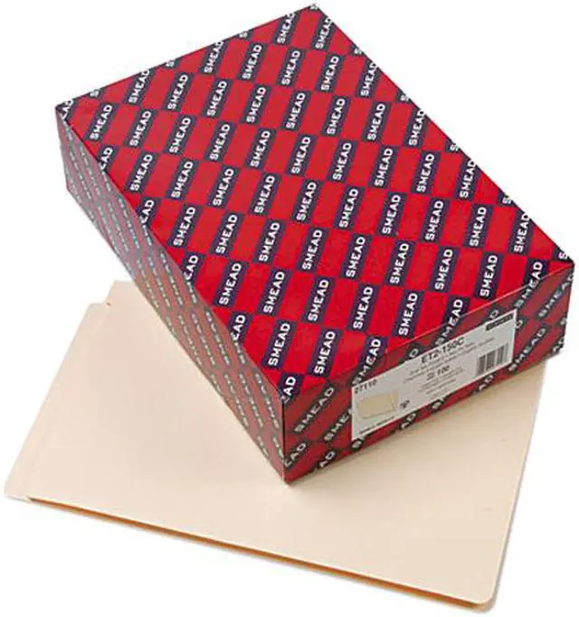 Main image of Smead 27110 Straight Cut End Tab Folders, 9 1/2 Inch Front, Legal, Manila, 100/Box