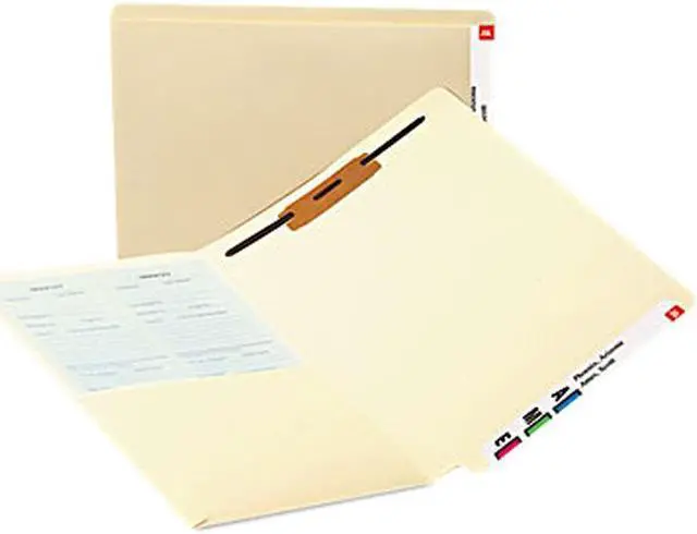 Main image of Smead 34100 Reinforced End Tab Pocket Folder, Fastener, Straight Cut, Letter, Manila, 50/Box