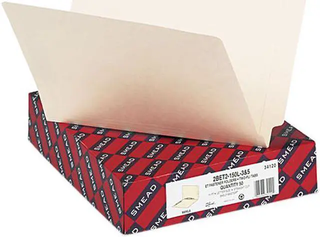 Main image of Smead 34120 Heavyweight Folder, Fastener Front/Spine, End Tab, Letter, 11 Pt Manila, 50/Box
