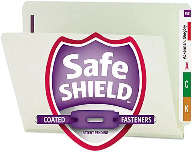 Main image of Smead 34705 One Inch Expansion Folder, Two Fasteners, End Tab, Letter, Gray Green, 25/Box
