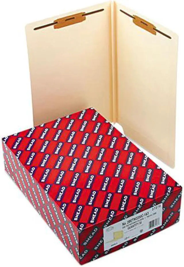 Main image of Smead 37276 Heavy W-Fold Expansion Folders, Two Fasteners, End Tab, Legal, Manila, 50/Box
