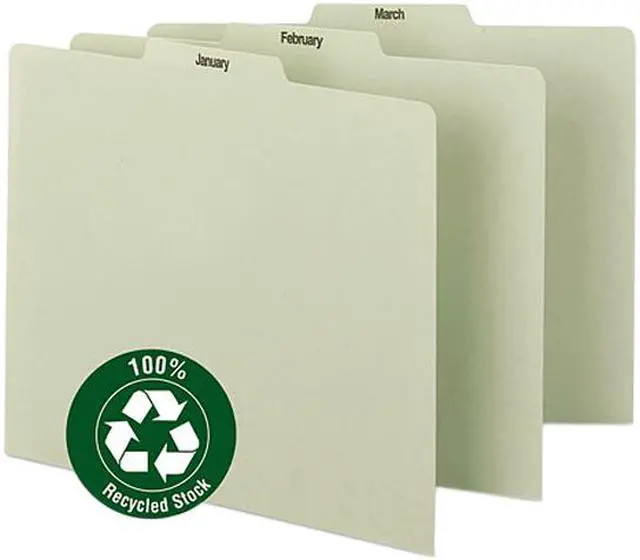 Main image of Smead 50365 Recycled Top Tab File Guides, Monthly, 1/3 Tab, Pressboard, Letter, 12/Set