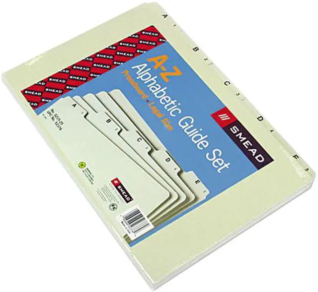 Main image of Smead 52376 Recycled Top Tab File Guides, Alpha, 1/5 Tab, Pressboard, Legal, 25/Set