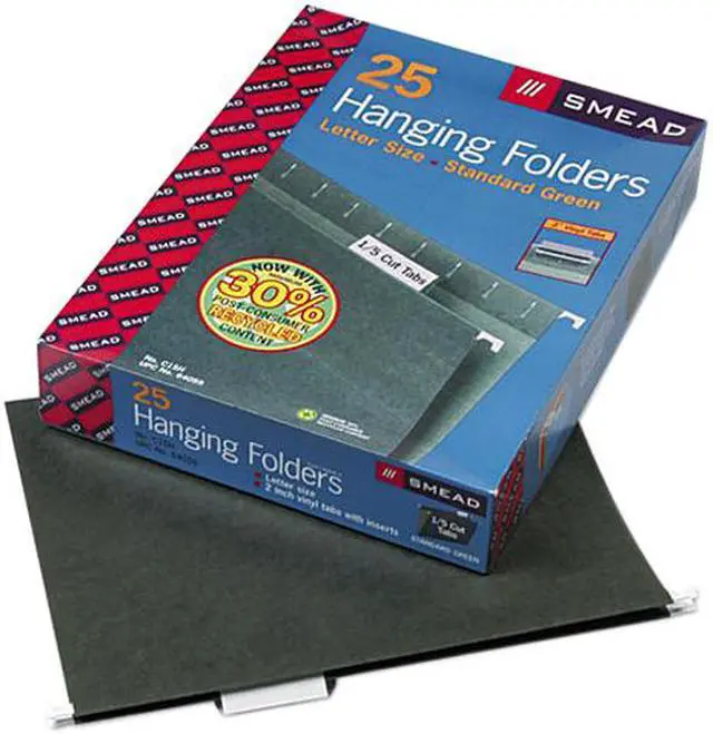 Main image of Smead 64055 Hanging Folders, 1/5 Tab, 11 Point Stock, Letter, Green, 25/Box