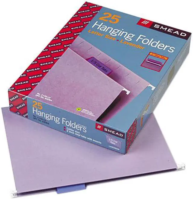 Main image of Smead 64064 Hanging File Folders, 1/5 Tab, 11 Point Stock, Letter, Lavender, 25/Box