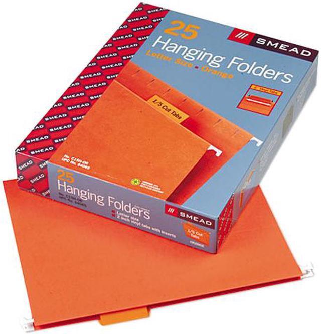 Main image of Smead 64065 Hanging File Folders, 1/5 Tab, 11 Point Stock, Letter, Orange, 25/Box