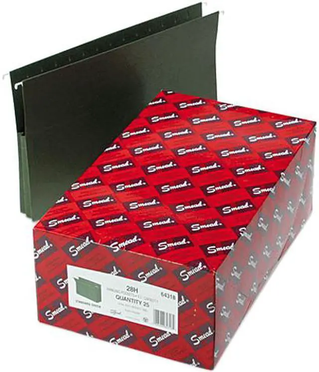 Main image of Smead 64318 1 3/4 Inch Hanging File Pockets with Sides, Legal, Standard Green, 25/Box