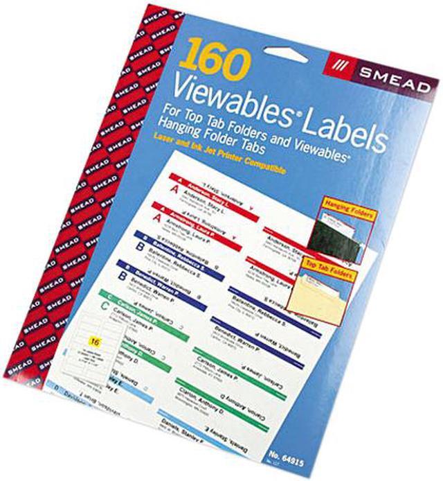 Main image of Smead 64915 Viewables Color Labeling System, Label Pack Refill, 3 1/2 Inch, White, 160/Pack