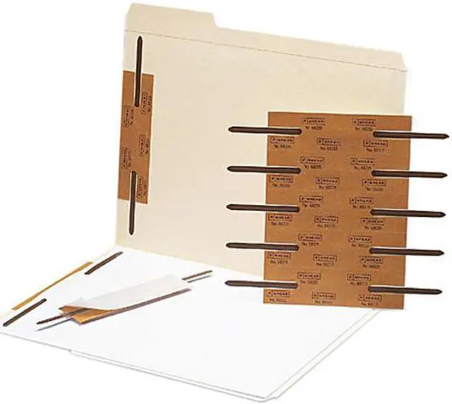 Main image of Smead 68215 Reinforced Adhesive Steel Paper Fasteners, Two Inch Capacity, Brown, 100/Box