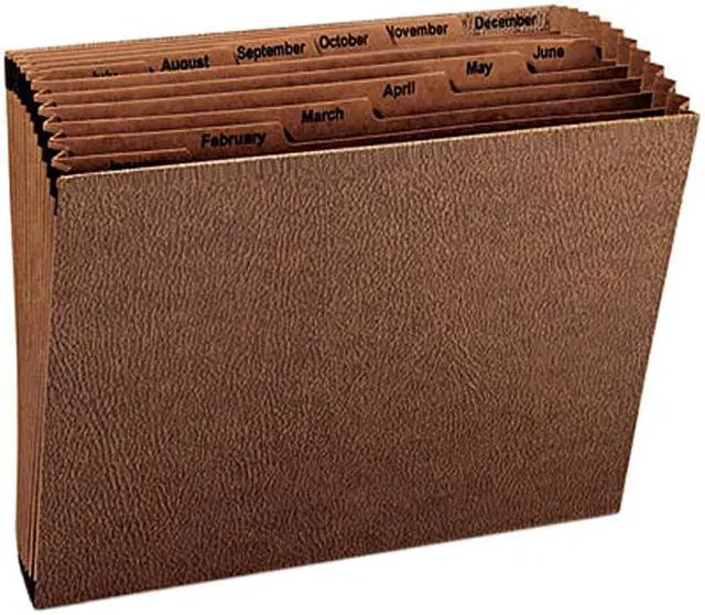 Main image of Smead 70488 Jan-Dec Open Expanding File, 12 Pocket, Letter, Leather-Like Redrope