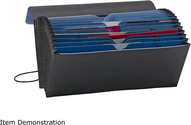 Alt view image 4 of 4 - Handy File w/ Pockets for Checks, 21 Sections, 1/2-Cut Tab, Blue/Black